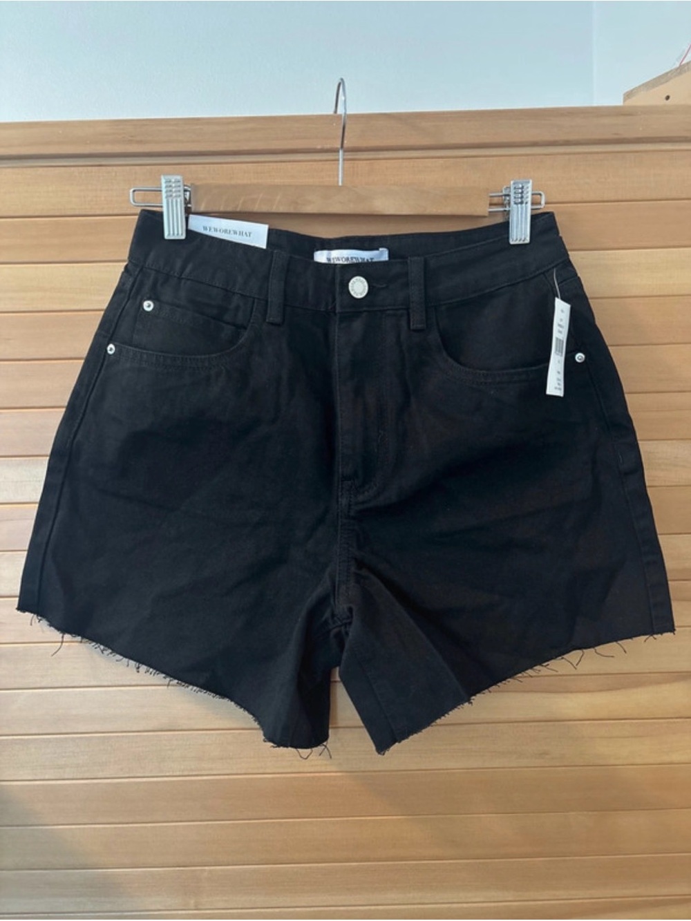 WeWoreWhat Women’s High-Rise Black Denim Shorts 26
